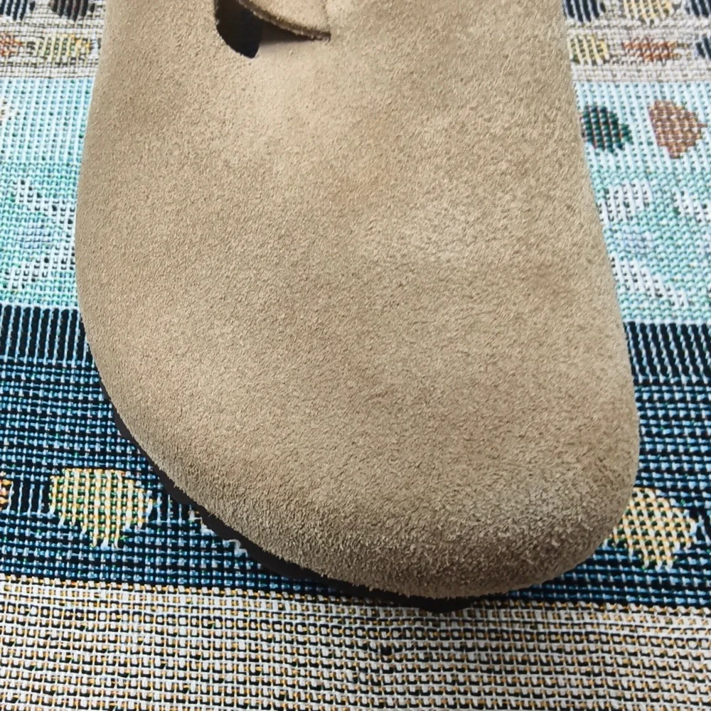 Birkenstock Latte Cream Boston Suede Shoes | Women's Narrow Fit - Picture 4 of 6